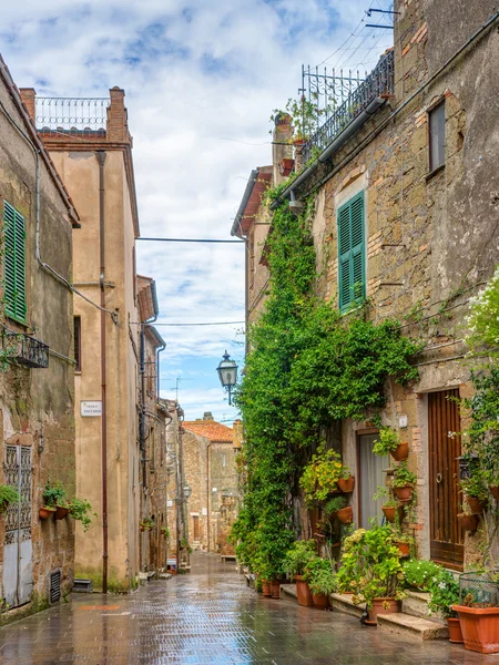 小巷里的老镇皮蒂利亚诺托斯卡纳意大利 — 图库照片