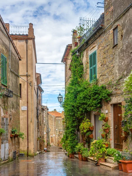 Vicolo nel centro storico Pitigliano Toscana Italia — Foto Stock