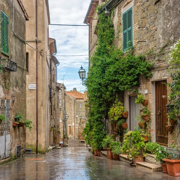 Vicolo nel centro storico Pitigliano Toscana Italia — Foto Stock