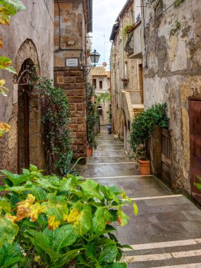 Eski şehir Pitigliano Toskana İtalya sokakta
