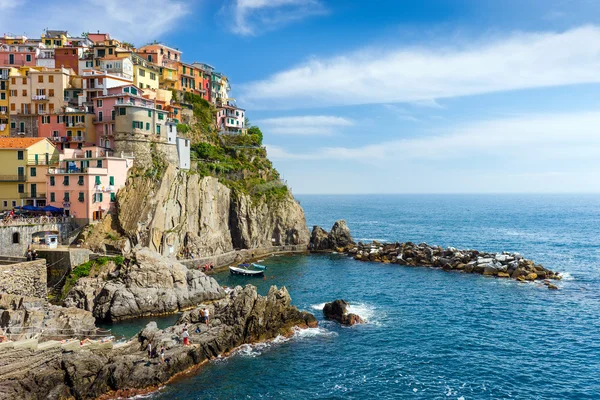 Stad op de rotsen Cinque Terre Ligurië Italië — Stockfoto