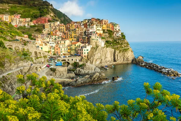 Stad op de rotsen Cinque Terre Ligurië Italië — Stockfoto