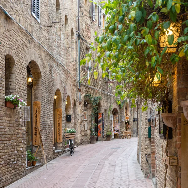 Callejón en el casco antiguo Toscana Italia — Foto de Stock