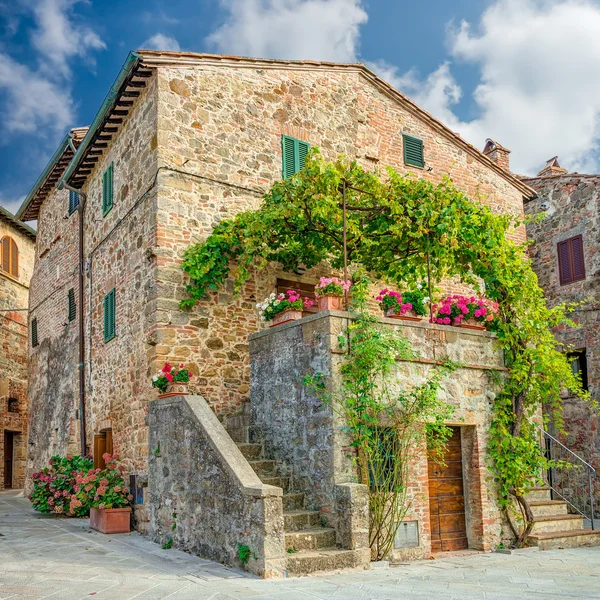 Starym mieście Monticchiello Toskania Włochy — Zdjęcie stockowe