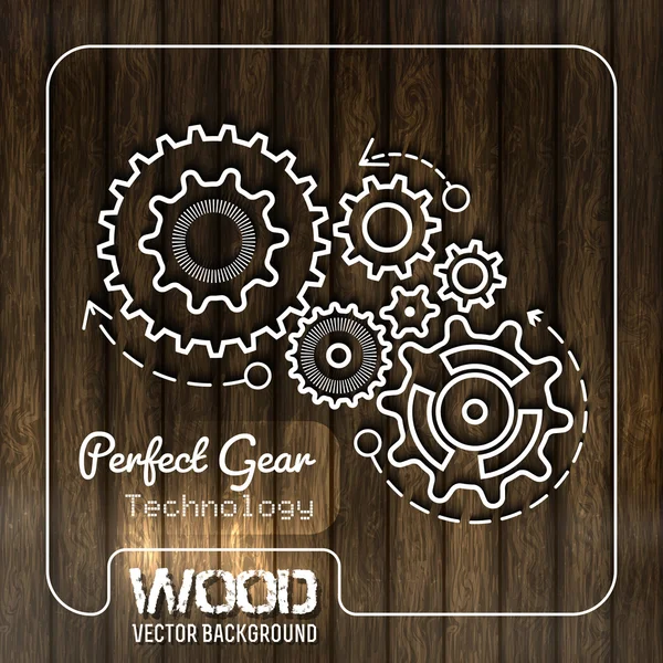 Textura de madera vectorial con diseño de engranajes — Vector de stock