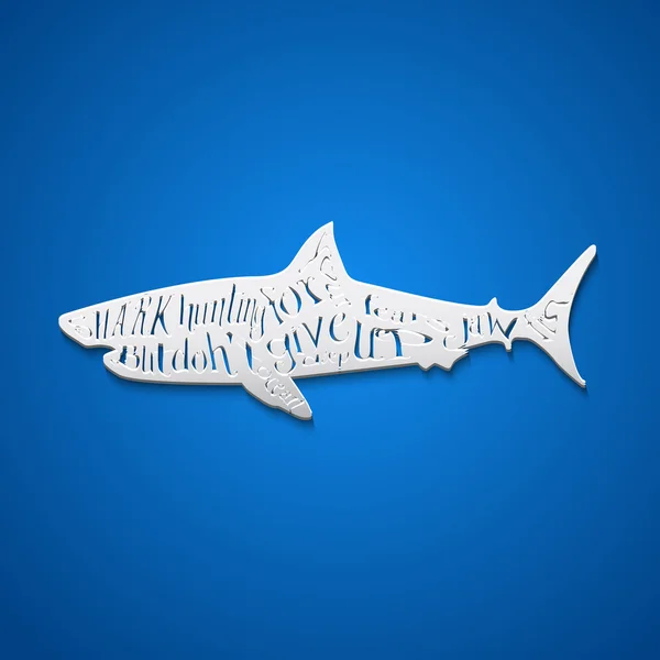 Flat paper style shark — Stock Vector