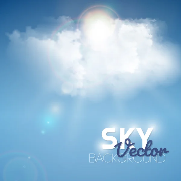 Nuvem azul realista com sol — Vetor de Stock