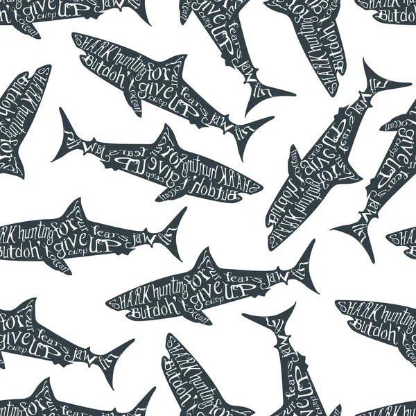 Tipografia lettering shark pattern —  Vetores de Stock