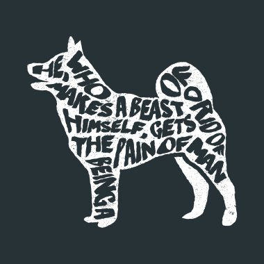 Köpek siluet tipografik poster