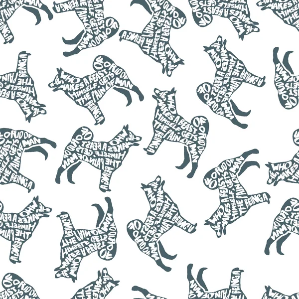 Tipografik seamless modeli ile köpek siluet