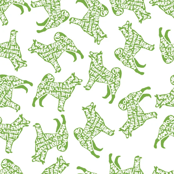 Typografiska seamless mönster med hund siluett — Stock vektor