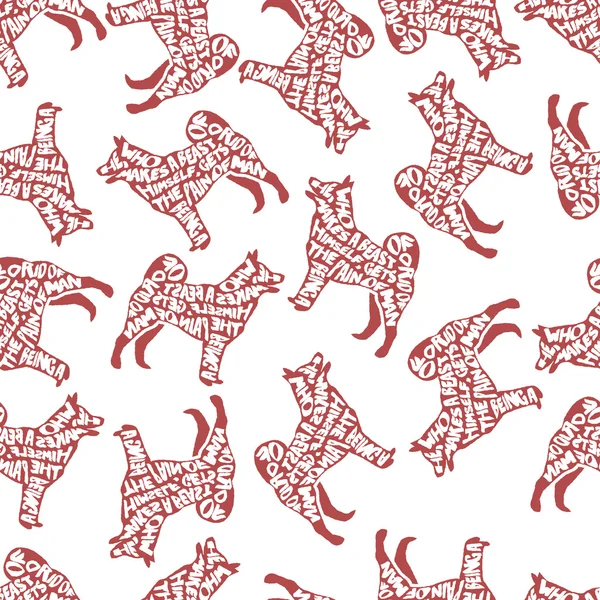 Typografisches nahtloses Muster mit Hundesilhouette — Stockvektor