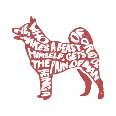 Köpek siluet tipografik poster