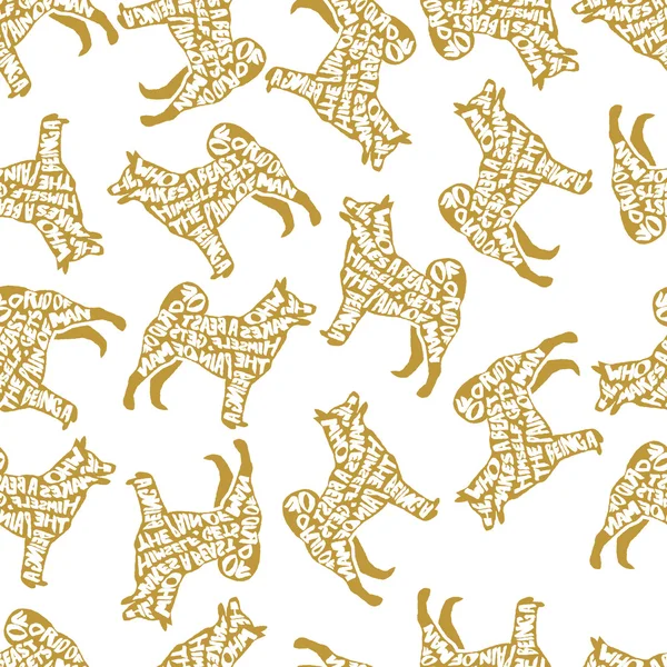 Типографический бесшовный рисунок с собачьим силуэтом — стоковый вектор