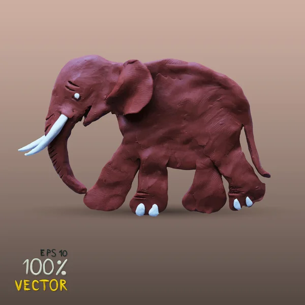 Plasticine getextureerde olifant — Stockvector