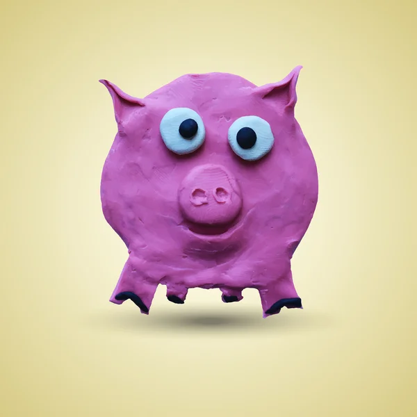 Porco rosa na vista frontal — Vetor de Stock