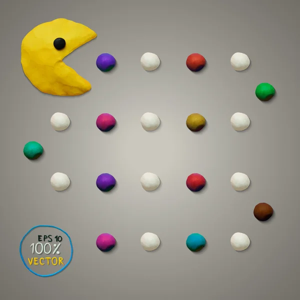 Jeu de plasticine coloré jouer pacman — Image vectorielle