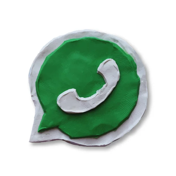 Green phone handset in speech bubble icon — Stock Vector