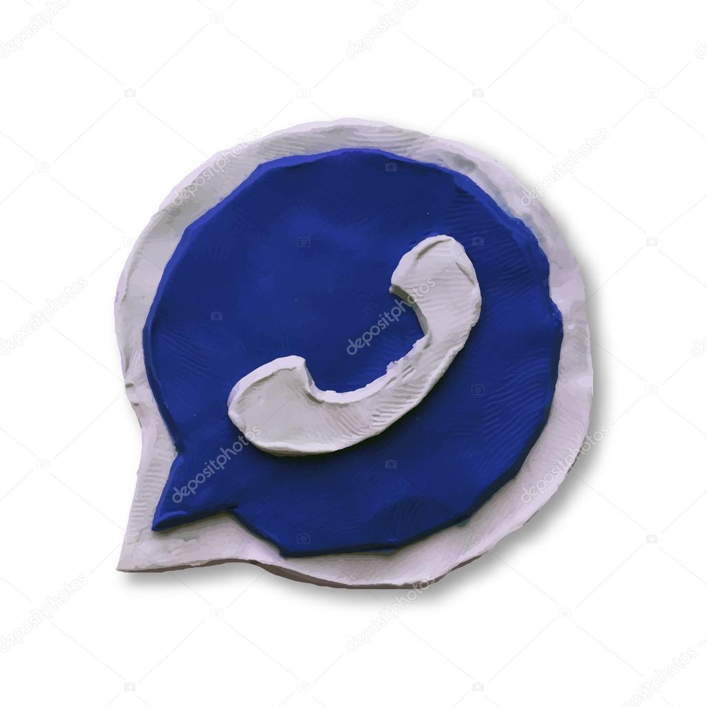 Blue phone handset in speech bubble icon