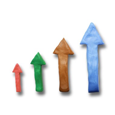 Plasticine arrows on white background