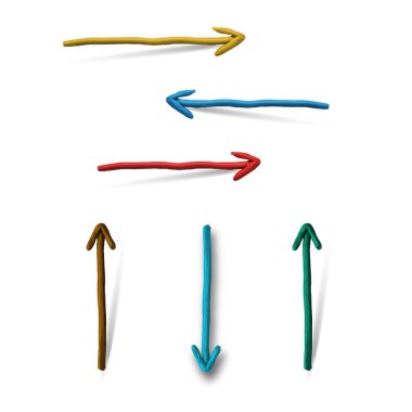 Plasticine arrows on white background