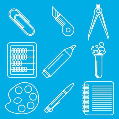 Black school goods chalk icons. Part 2.