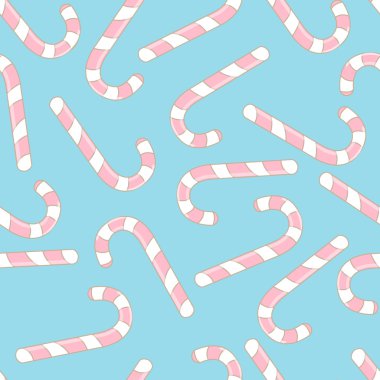 Vektör Noel şeker mavi arka plan ile seamless modeli.