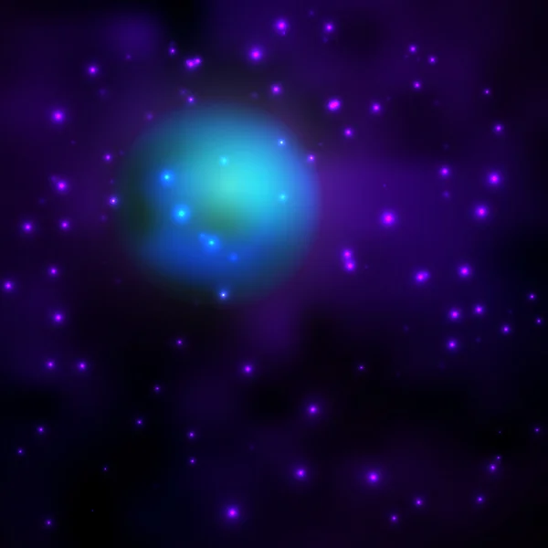 Romhimmelbakgrunn med stjerner og lys – stockvektor