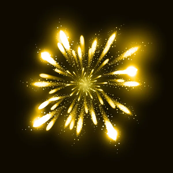 Vuurwerk illustratie, donkere achtergrond met vuurwerk show — Stockvector