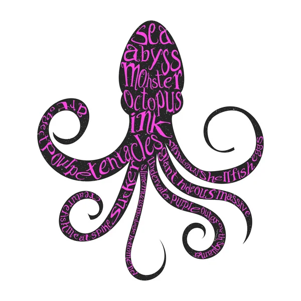 Typography lettering octopus — Stock Vector