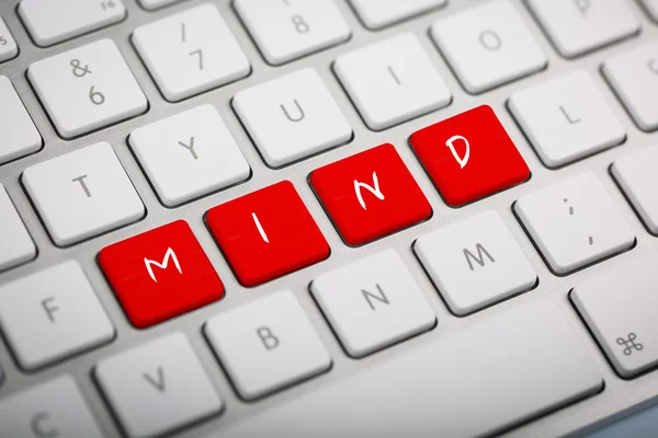 The word "MIND" written on metallic keyboard. — Stock Photo, Image