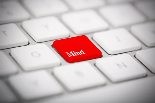 The word "MIND" written on metallic keyboard — Stock Photo, Image