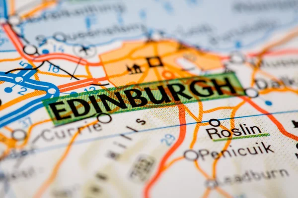 Edimburgo City no mapa da estrada — Fotografia de Stock