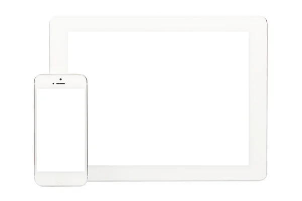 ホワイト タブレット pc とスマート フォン — ストック写真
