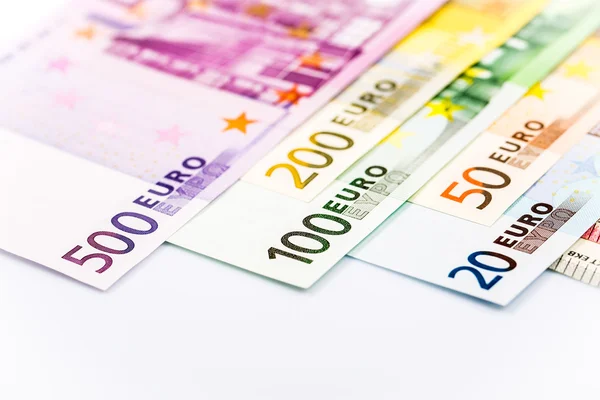 Gros plan sur les billets en euros — Photo