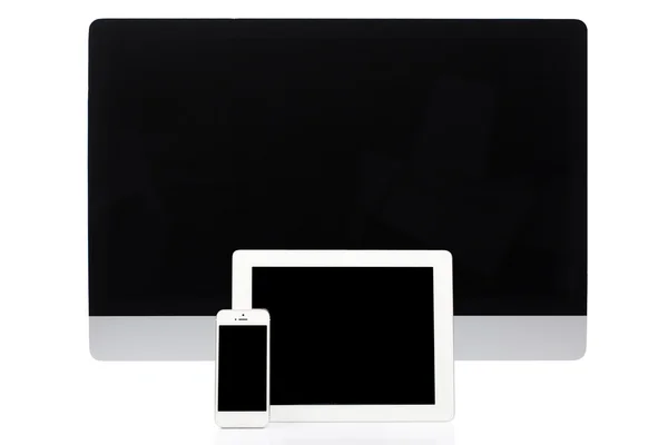 Ordenador, Tablet y Smartphone en Blanco — Foto de Stock