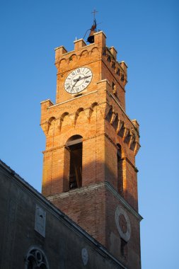 Pienza Val d'Orcia içinde. Toskana, İtalya