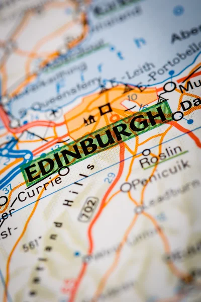 Edimburgo City no mapa da estrada — Fotografia de Stock