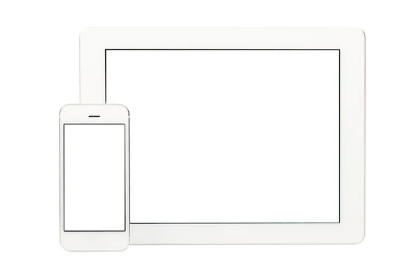 Białe tabletki pc i smartphone — Zdjęcie stockowe