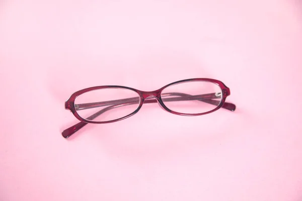 Óculos Ópticos Mesa Rosa — Fotografia de Stock