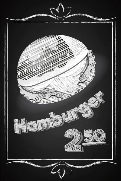 黒板にハンバーガー ポスター — ストックベクタ