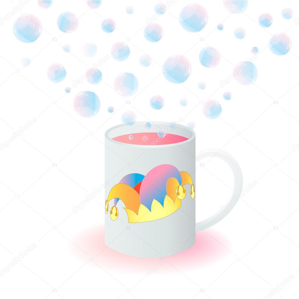 Mug with a Jester's Hat and Magic Bubbles