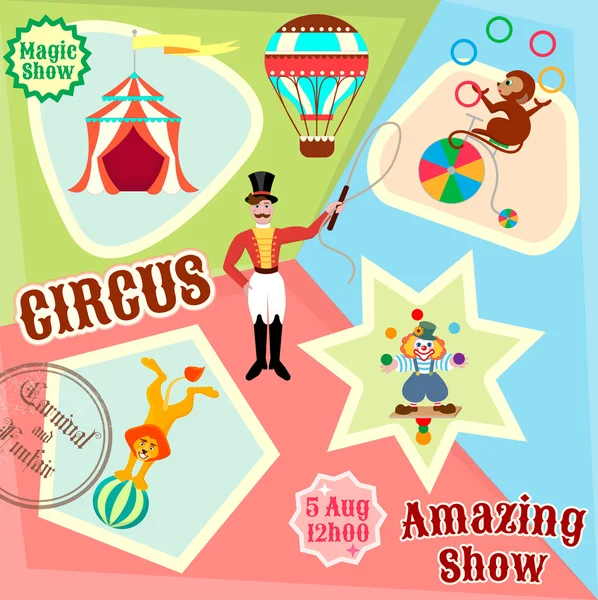 Plakáty cirkusu Amazing Show — Stockový vektor