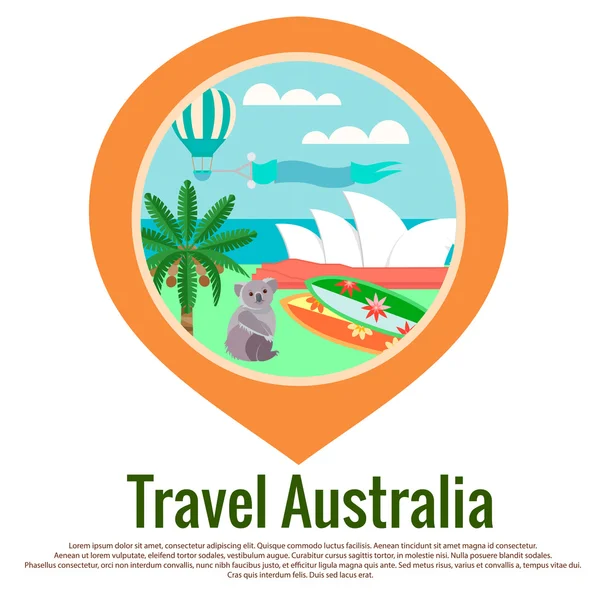Distintivo Viagem Austrália como marca GPS — Vetor de Stock
