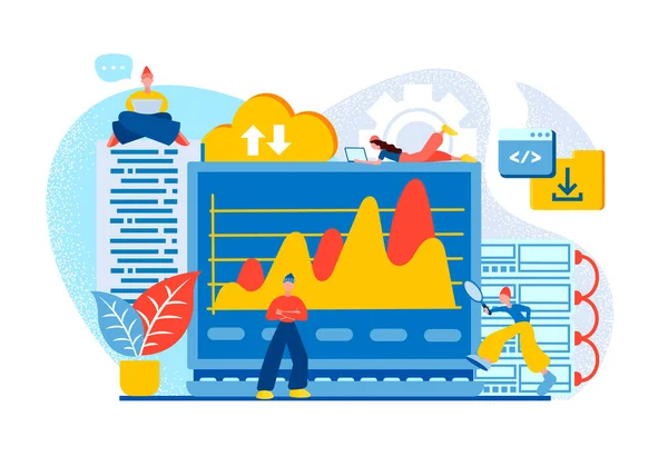 Software Analisi Statistica Servizi Organizzazione File Elettronici Memorizzazione Delle Informazioni — Vettoriale Stock