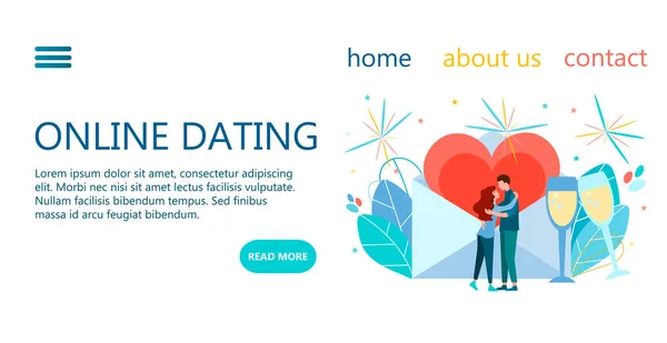 Online Dating Website Template Ontwerp Landing Page Vector Illustratie Concept — Stockvector