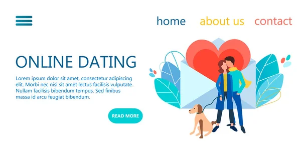 Online Dating Service Concept Vector Illustratie Webpagina Ontwerp Sjablonen Voor — Stockvector