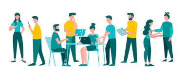 Ofisteki büyük işletme ekibi bir proje üzerinde çalışıyor. Vektör çizimi kavramı.