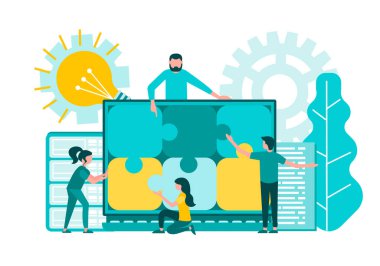 Web sitesi inşaatı, UI ve UX tasarım ve programlama. Web tasarımcıları ve geliştiricilerinden oluşan bir takımda çalışmak vektör illüstrasyonunu kavrayış