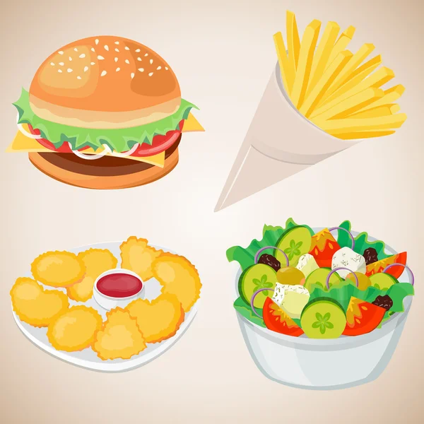 Set di fast food — Vettoriale Stock